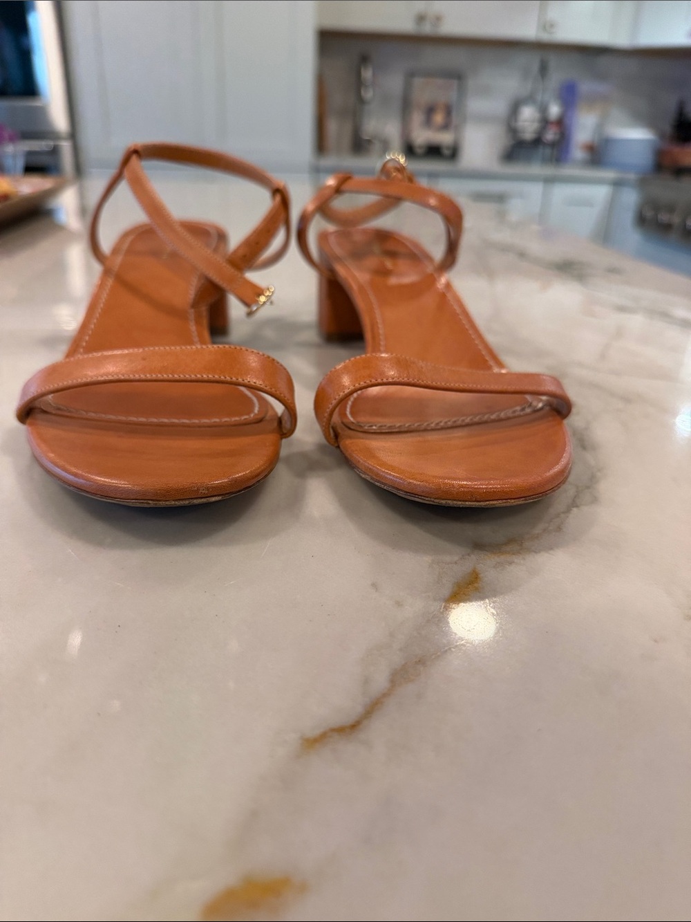 🔥Mansur Gavriel Cognac Leather Ankle-Strap Sandals - Picture 4 of 7